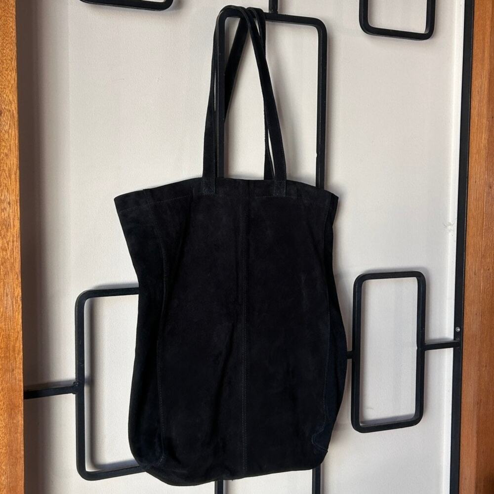 Just Female Large Suede Shopper Tote, Black